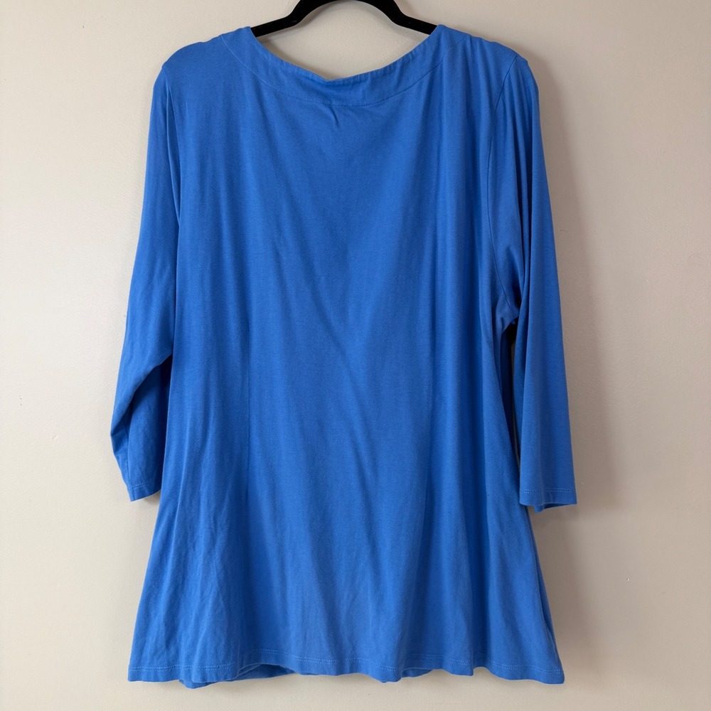 Soft Surroundings (2) Faux Wrap 3X Pima Cotton Modal Ruched 3/4 Sleeve Tops - Picture 5 of 12